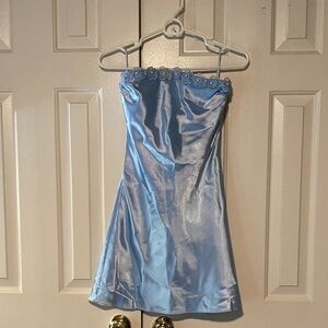 NWT Cotton Candy Sky Blue Satin Dress Size Small